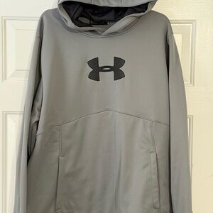 Men’s Under Armour Light Gray Hoodie with Black Logo XL Loose